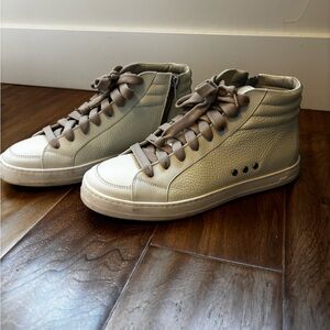 P448 Skate High-Top Sneakers white, iridescent tongue, pink laces EU 40 9.5